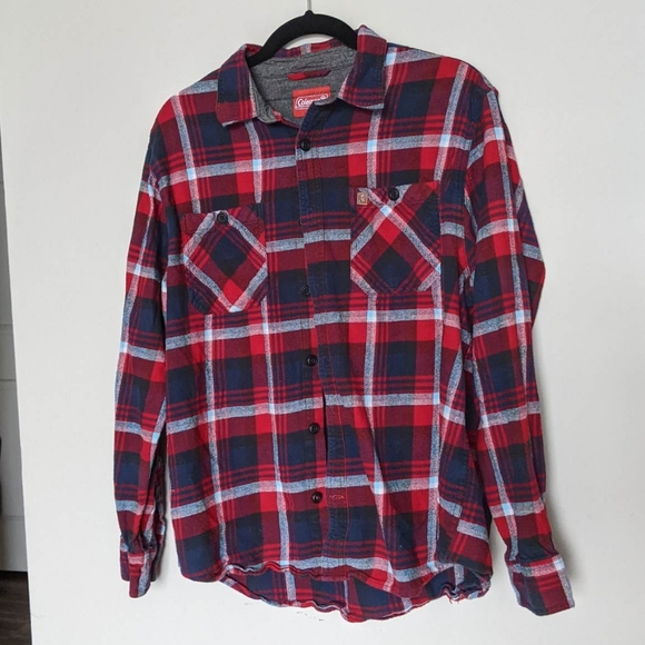 Rolling Stones Band Red Blue Custom Upcycled Flannel Button Down Sz Men's XL - Picture 4 of 8